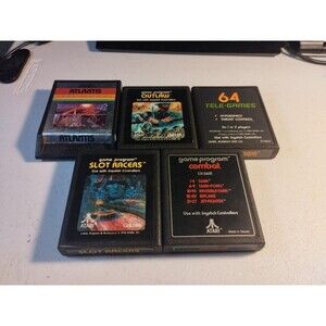 Atari 2600 Lot Of 5 Games - Tested & Work - Asteroids, Atlantis, Slot Racers